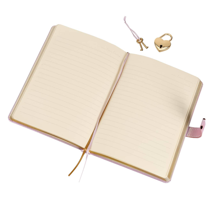 Metallic Pink " Hush Hush" Lock & Key Diary