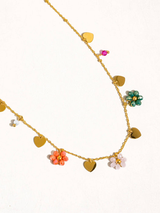 Melvin Flower & Hearts Necklace 18k Gold