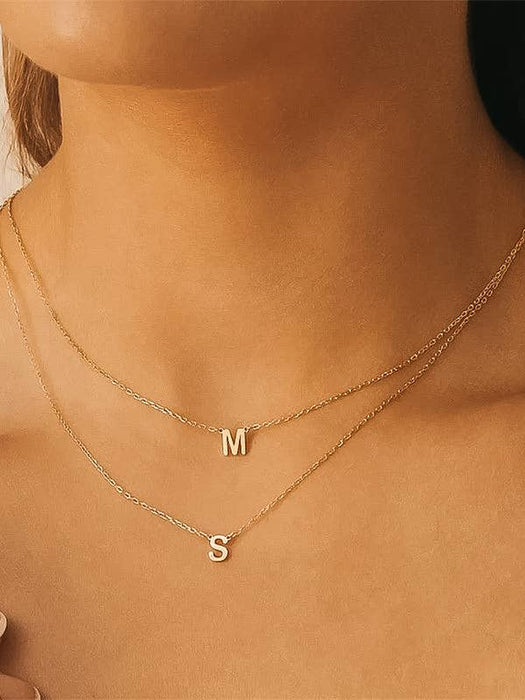 Classic Letter Necklace 18k Gold