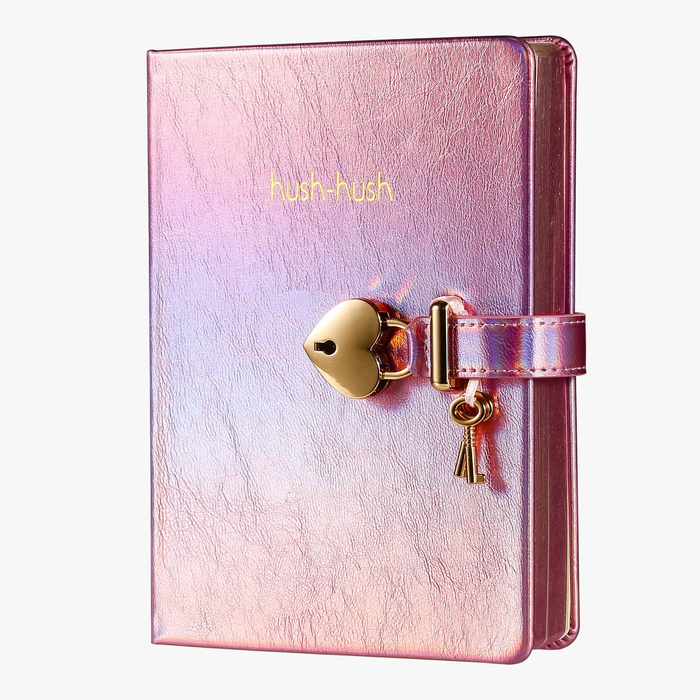 Metallic Pink " Hush Hush" Lock & Key Diary