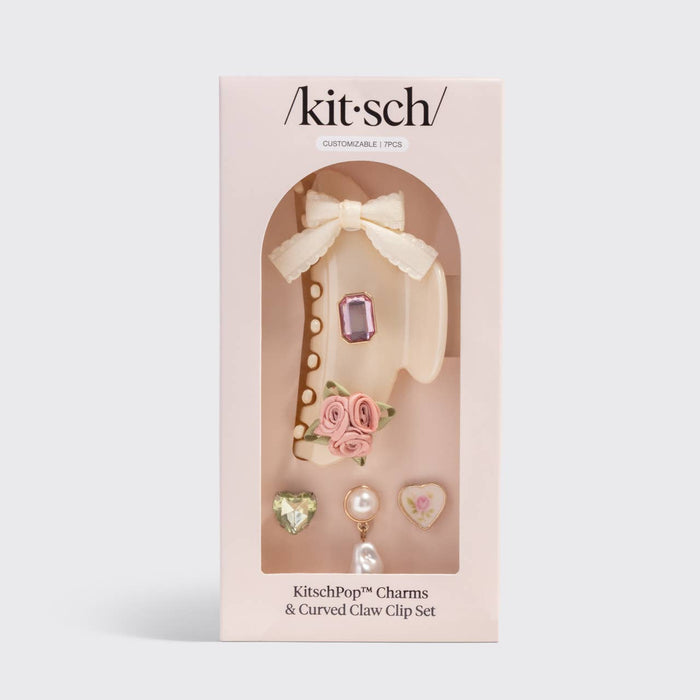 Kitsch Curved Claw Clip 7pc Set- Pearlized Cream