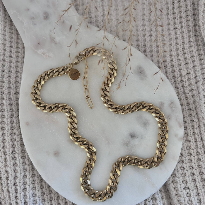 Curb Chain Chunky Necklace 18k Gold