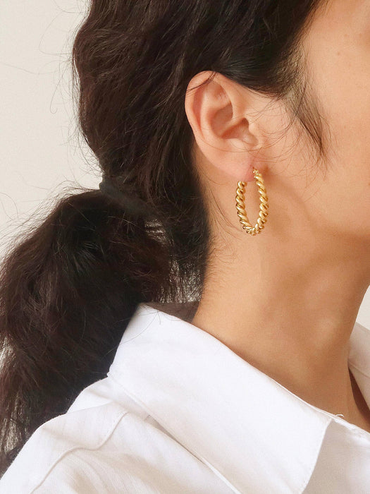 Braided Hoop Earring - 18k Gold
