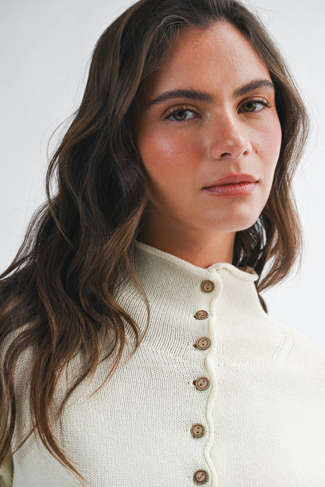Button Front Cropped Knit Cardigan