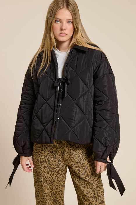 Ribbon Quilted Puffer Jacket