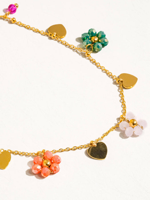 Melvin Flower & Hearts Necklace 18k Gold