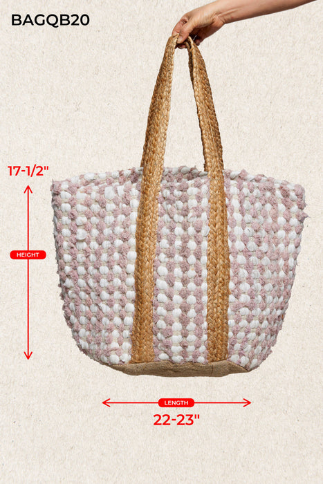 Blush Textured Hand Woven Tote Bag