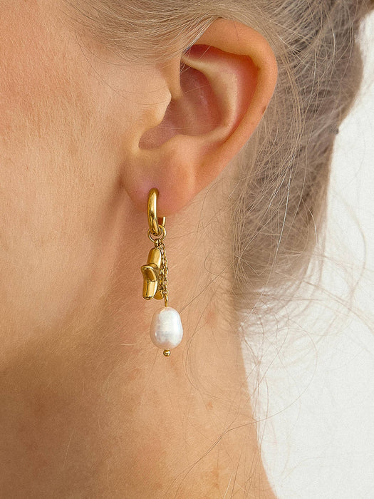 Lauréa Star Pearl Drop Earrings - 18k Gold