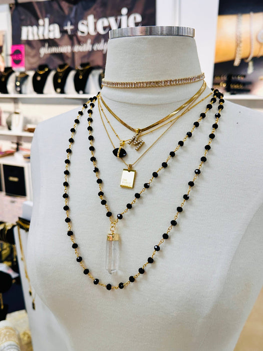 Pearl Letter Herringbone Necklace