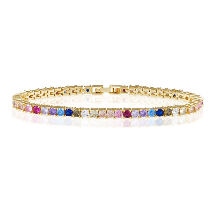 Rainbow Tennis Bracelet - 18k Gold