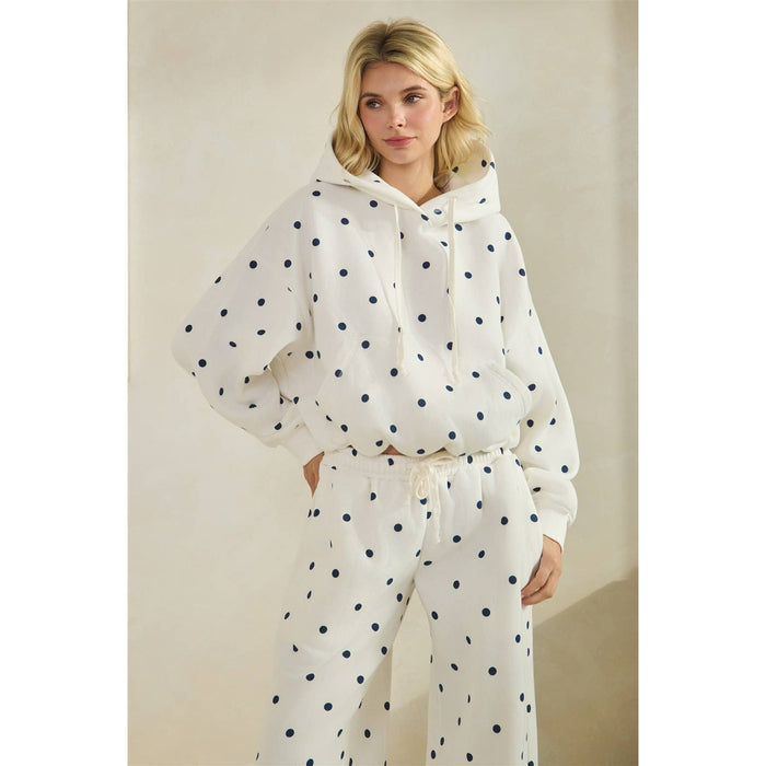 Polka Dot Bubble Hem Hoodie