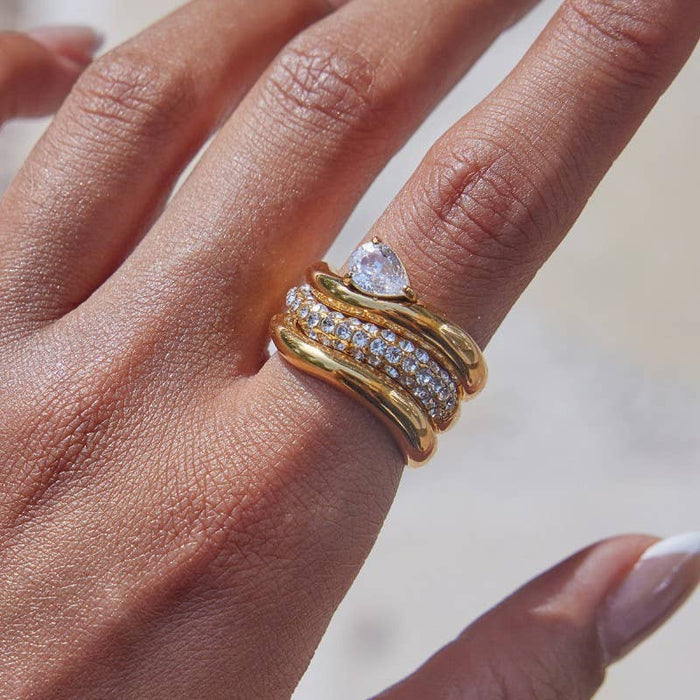 Triple Stack Dome Ring Set - 18k Gold