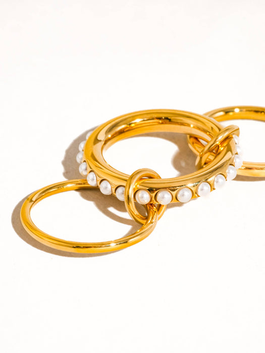 Multi Stack Pearl Band Ring 18k Gold