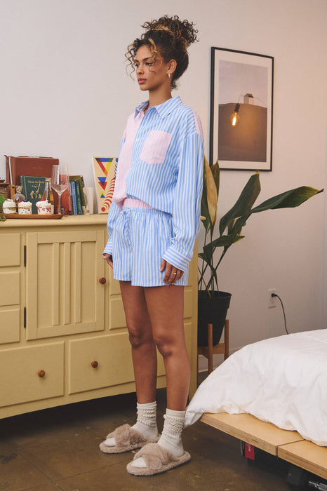 Striped colour-block boxer shorts