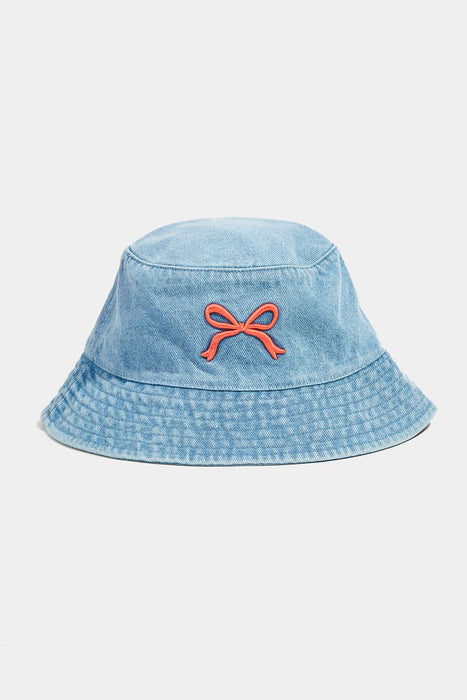 Pink Bow Embroidered Bucket Hat
