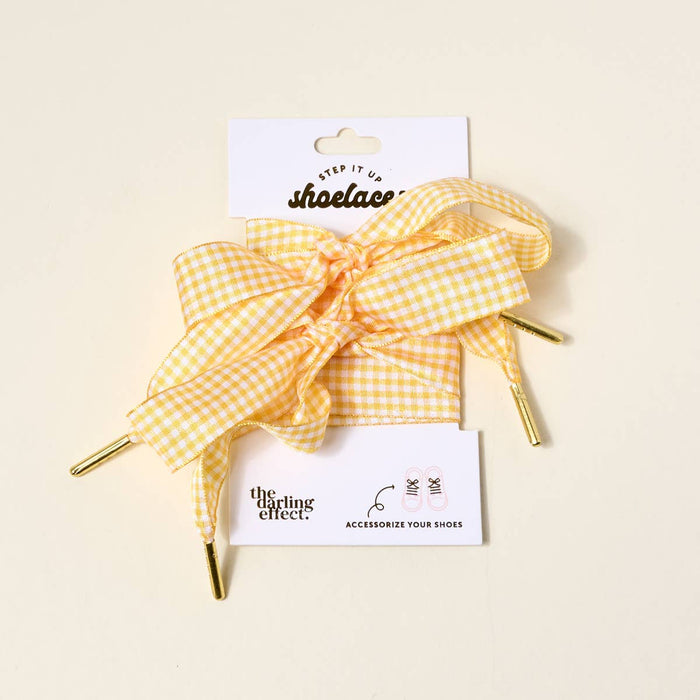 Step It Up Shoelaces–Gingham Yellow