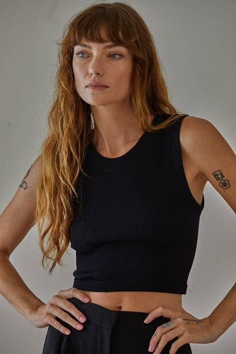 Seamless Ribbed Round Neck Top