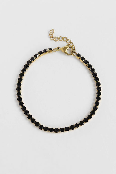 Jet Black Tennis Bracelet / Anklet - 18K Gold