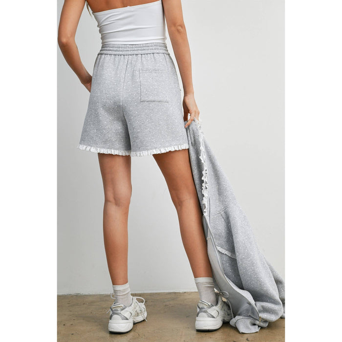 Polka Dot Lounge Shorts with Lace Trim