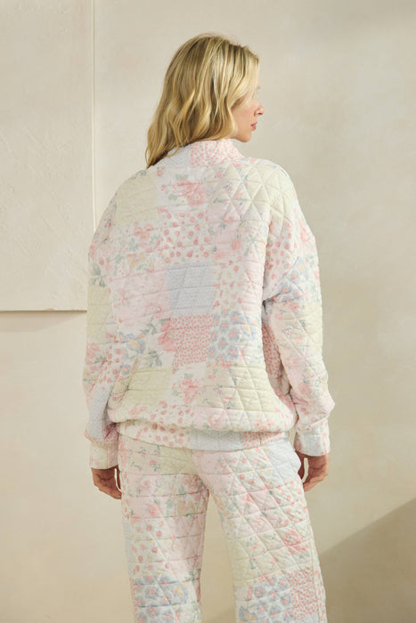 Quilted mock neck sweater