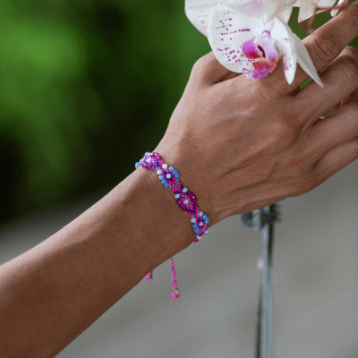 Bali Friendship Lei Bracelet - Pink Sky Blue