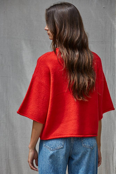 Knit Sweater Quarter Sleeve Button Up Cardigan