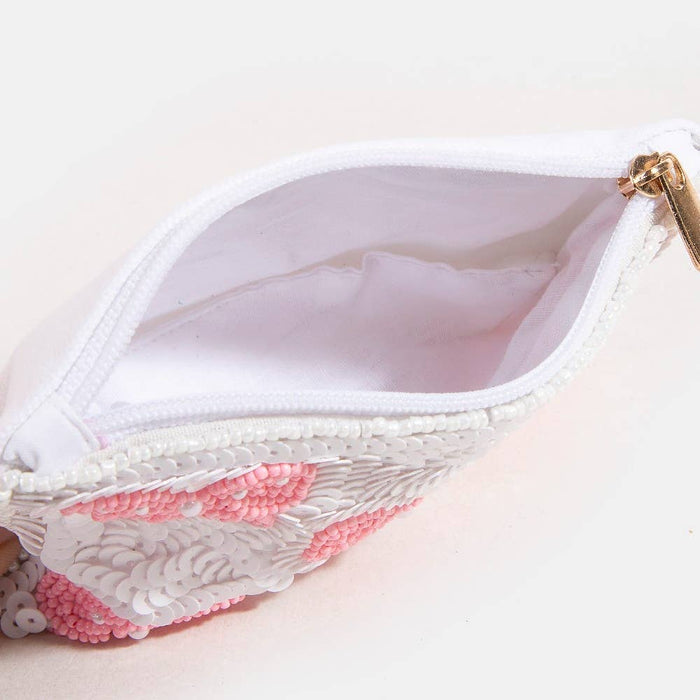 Pink Bow Beaded Coin Purse
