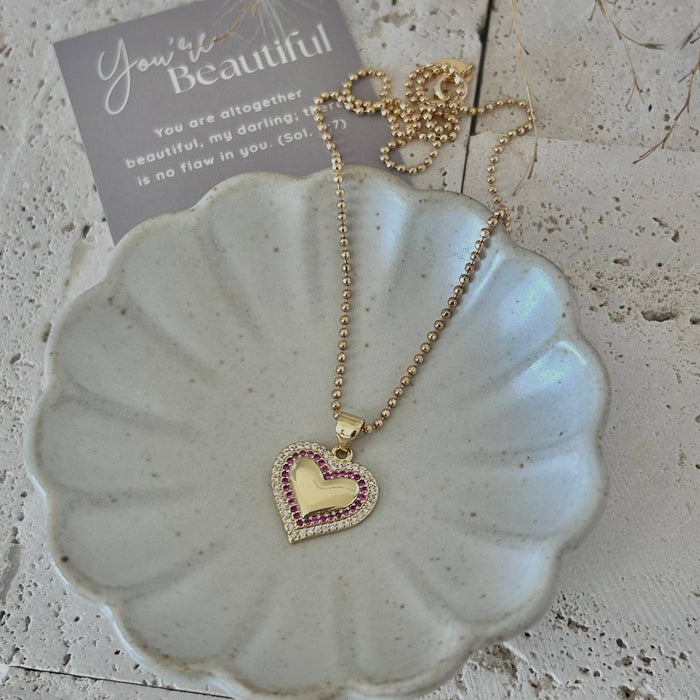 Small Heart Pave Pendant Necklace