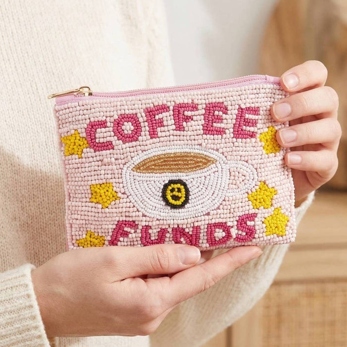 Coffee Funds And Stars Beaded Coin Purse