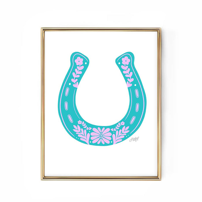 Western Floral Horseshoe Print