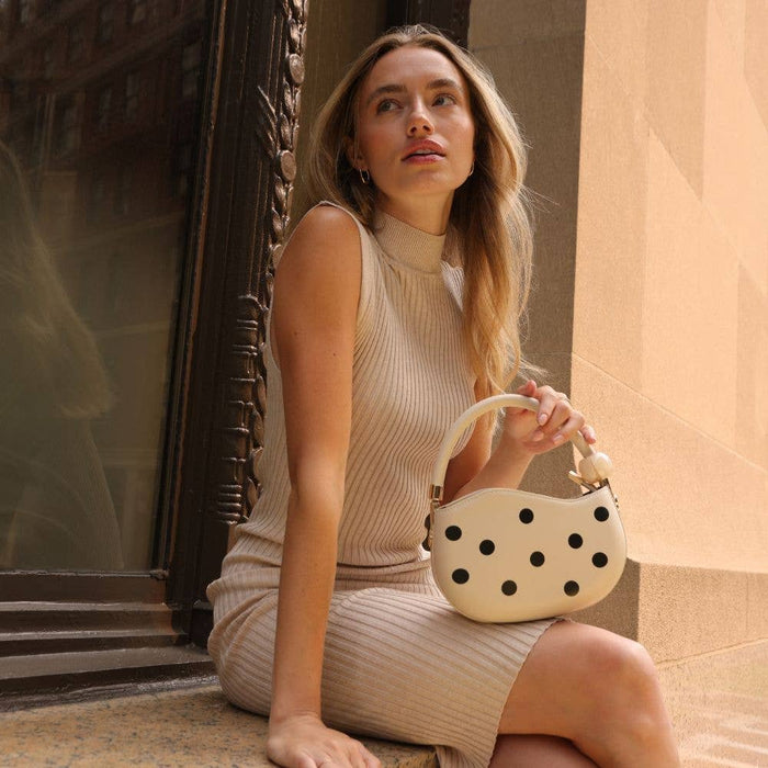 Jennie Black Polka Dot Top Handle Bag