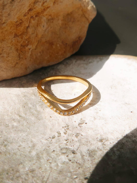 Layered V Ring - 18k Gold