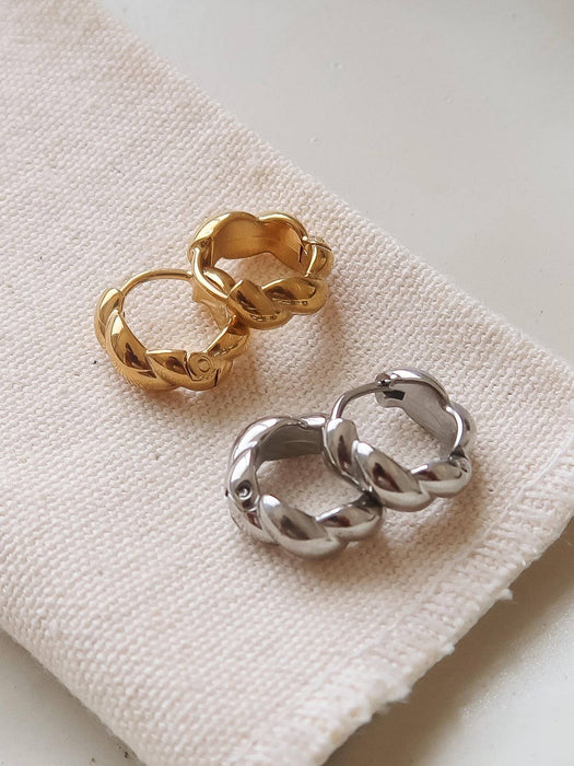 Twisted Hoop Earrings - 18k Gold