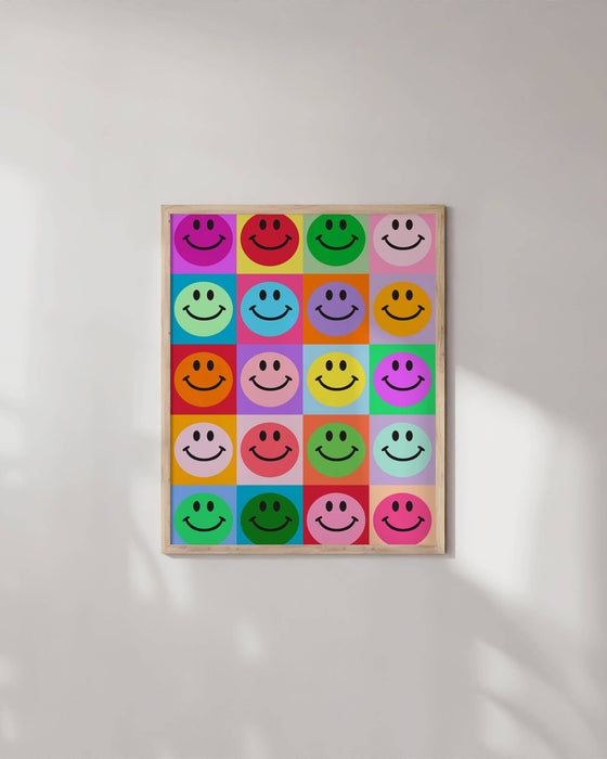 Multi Coloured Smileys Art Print