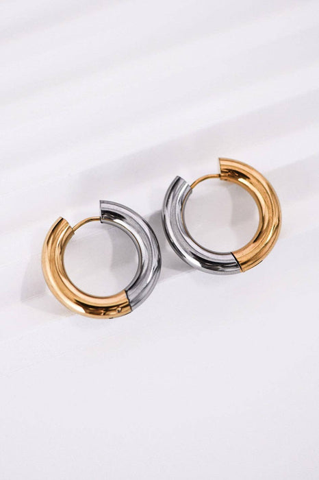 Mixed Metal Hoop Earrings - 18K Gold