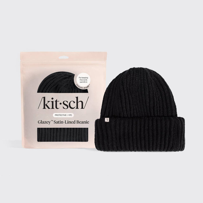 Kitsch Satin-Lined Beanie - Black