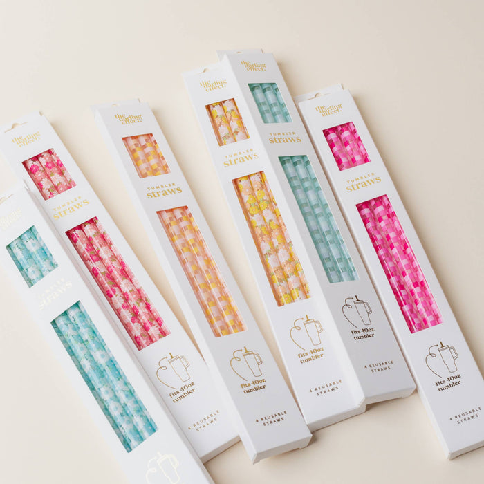 Tumbler Straw Set-Daisy Craze Aqua