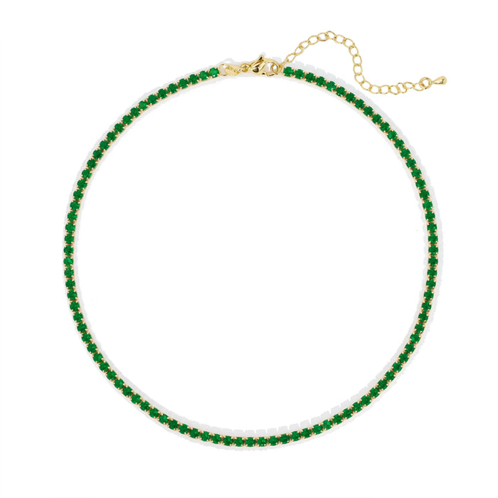 Chloe Tennis Choker - Emerald 18K Gold