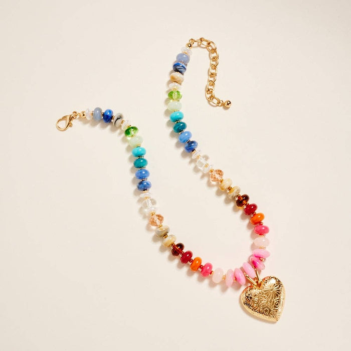 Resin Bead Heart Pendant Necklace