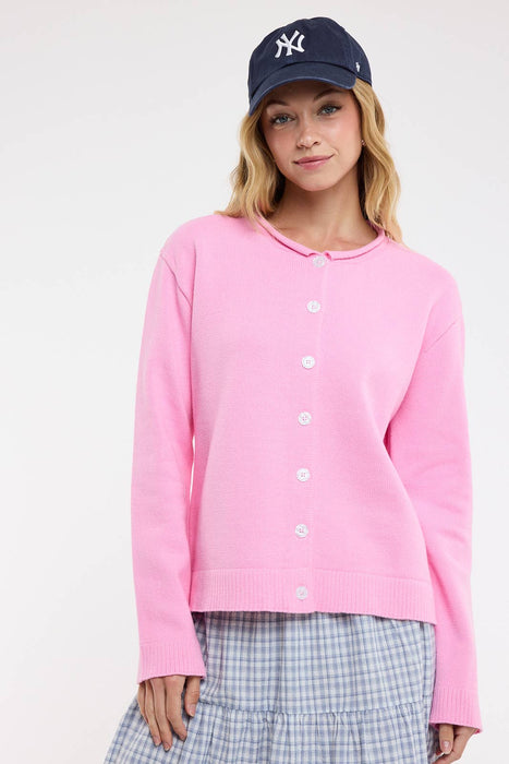 Raw Edge Button-Up Cardigan