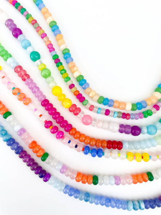 Cool Crush - Blue Rainbow Gemstone Bead Necklace
