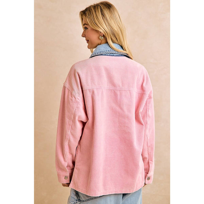 Denim Collar Corduroy Jacket