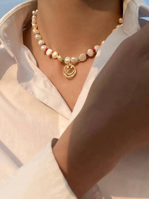 Willa Emoji Beaded Pearl Necklace - 18k Gold