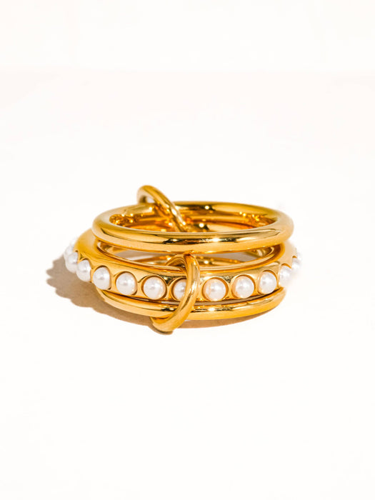 Multi Stack Pearl Band Ring 18k Gold
