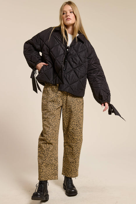 Ribbon Quilted Puffer Jacket