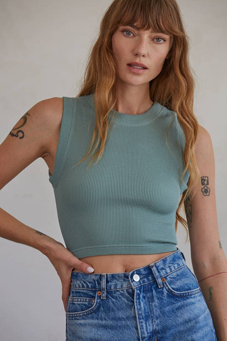 Seamless Ribbed Round Neck Top