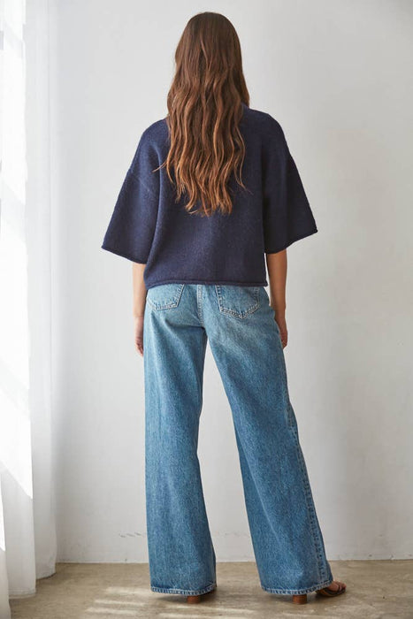 Knit Sweater Quarter Sleeve Button Up Cardigan