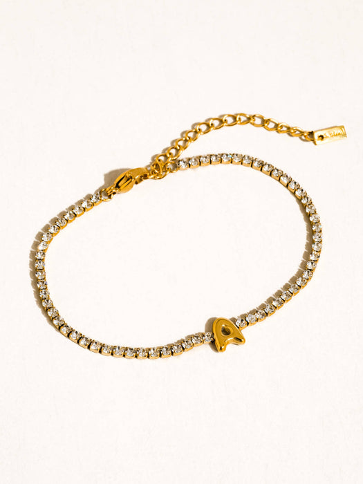 Chaplin Rhinestone Letter Bracelet 18k Gold