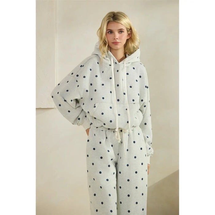 Polka Dot Bubble Hem Hoodie