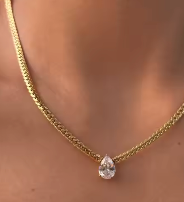 Tear Drop Solitaire Princess Necklace